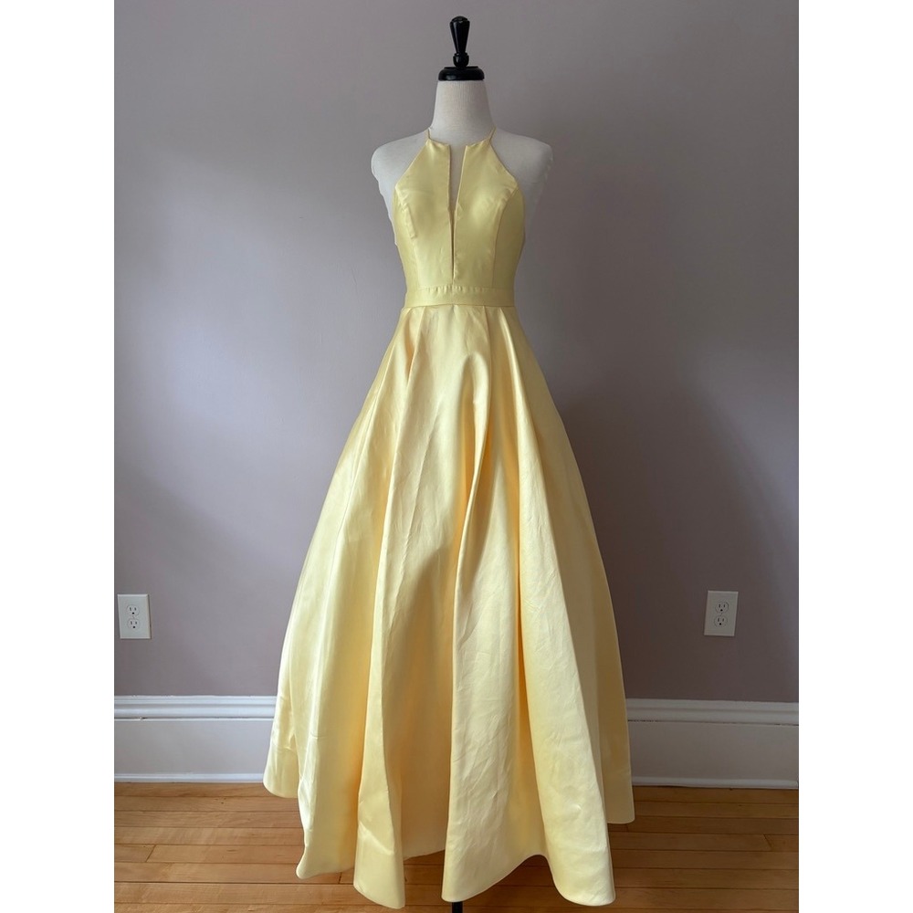 Sherri Hill Sherri Hill 52583 Yellow Ball Gown Women's Size 4 High Neck